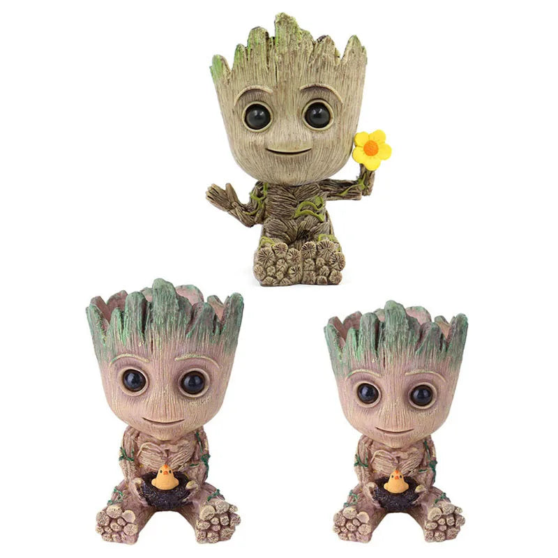 Set-F Color Groot Tree Man Planter Pot Statue For Home Decor